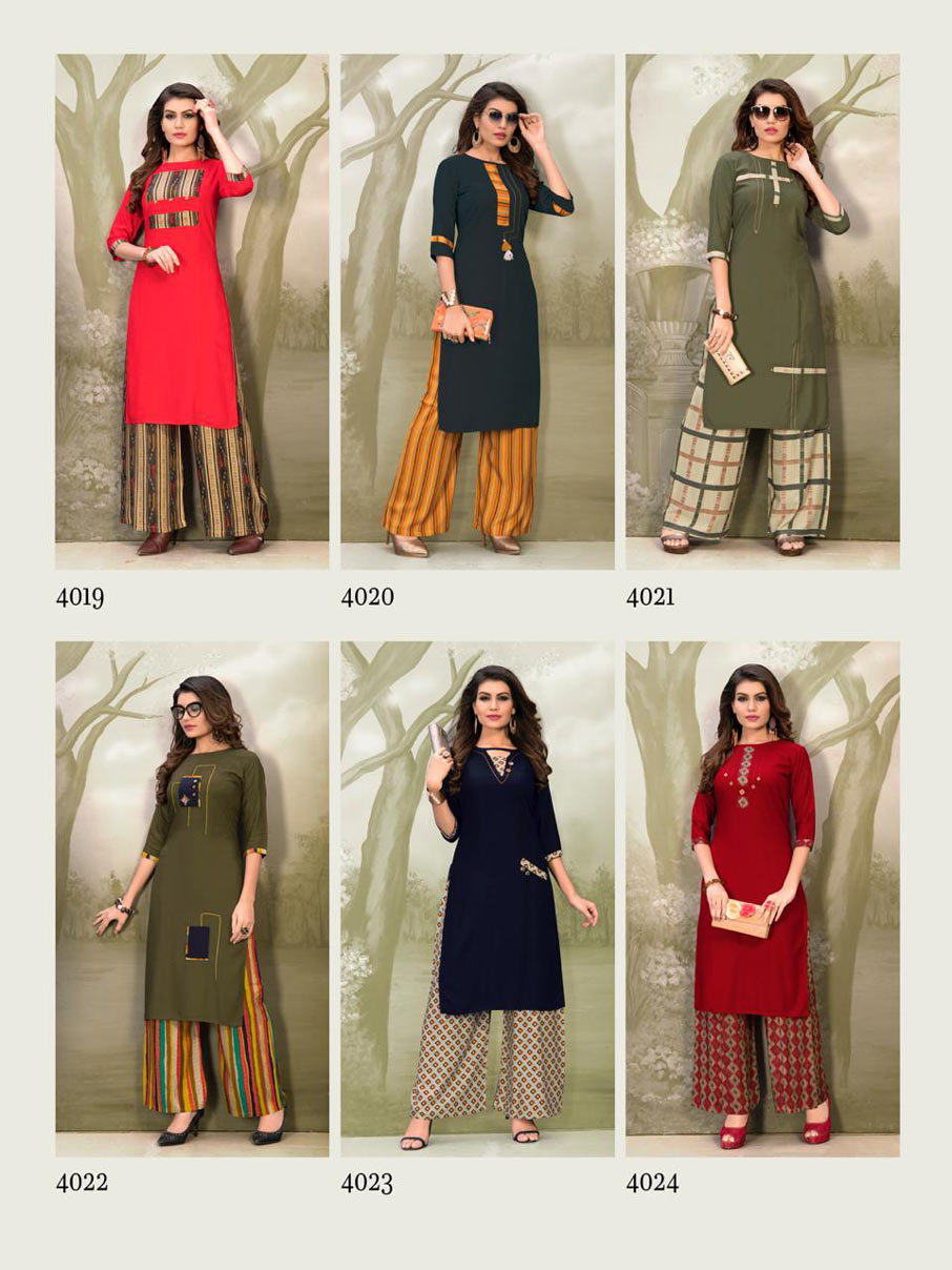 Plazzo Queen Vol-4 Rayon Thread work Kurtis Plazzo Queen Vol-4 Rayon Thread work Kurtis